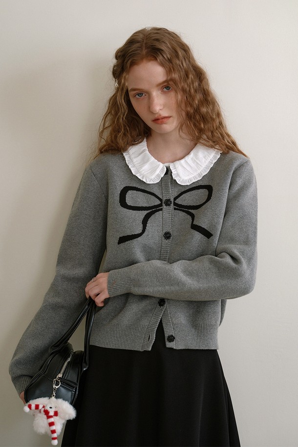 Cest Moidew - 가디건 - Cest_Ribbon round neck cardigan