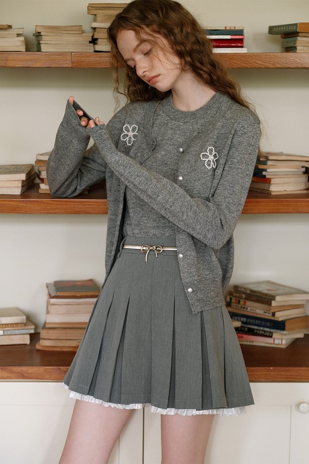 Cest Moidew - 가디건 - Cest_Gray wool flower cardigan