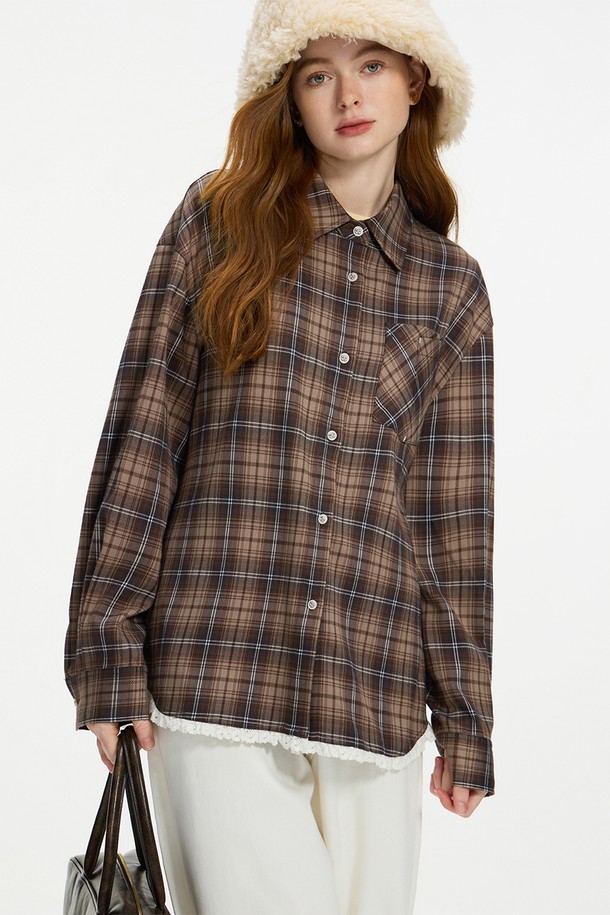 WE'DEE - 셔츠 - WD_Vintage plaid pocket shirt