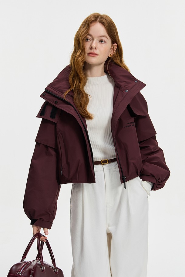 WE'DEE - 패딩 - WD_Outdoor cropped down jacket_BURGUNDY