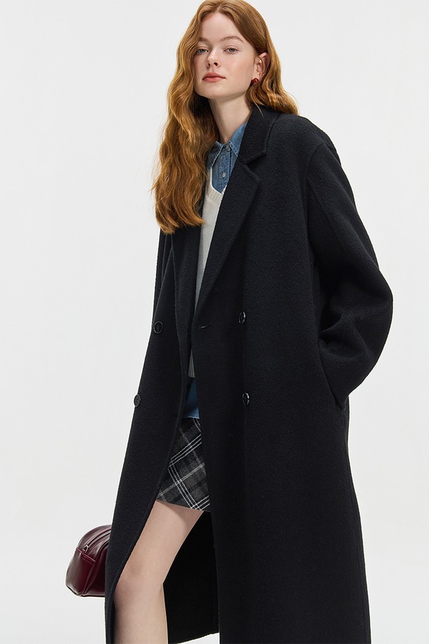 WE'DEE - 코트 - WD_Double breasted woolen coat_BLACK