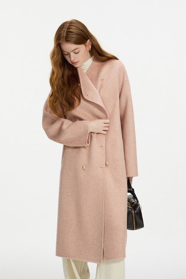 WE'DEE - 코트 - WD_Woolen gold button coat_PINK