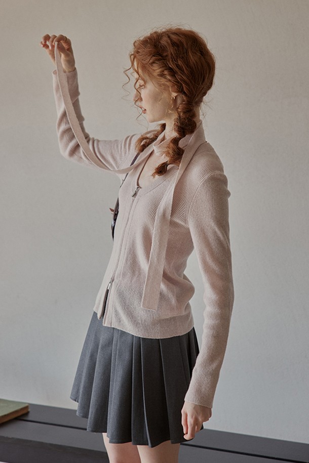 Proud Mary - 가디건 - PM_Muffler zipper knit cardigan_PINK