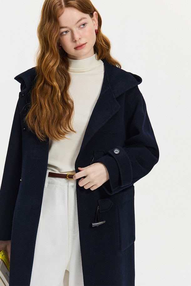 WE'DEE - 코트 - WD_Classic horn button hooded coat_NAVY