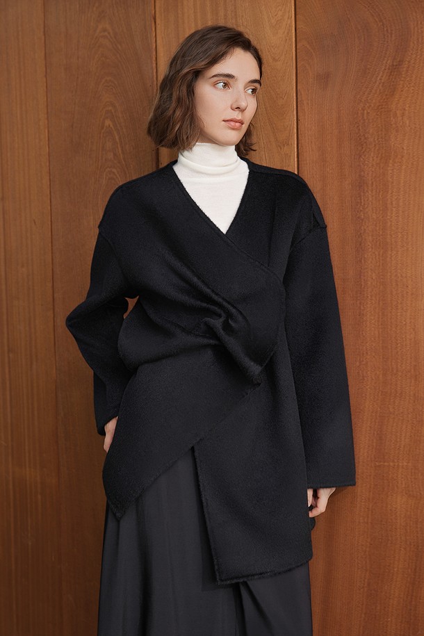 YYIAM - 코트 - YY_Pleated wool mid-length coat