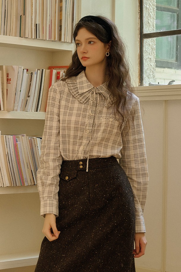 Simple Retro - 셔츠 - SR_Detachable ribbon collar shirt