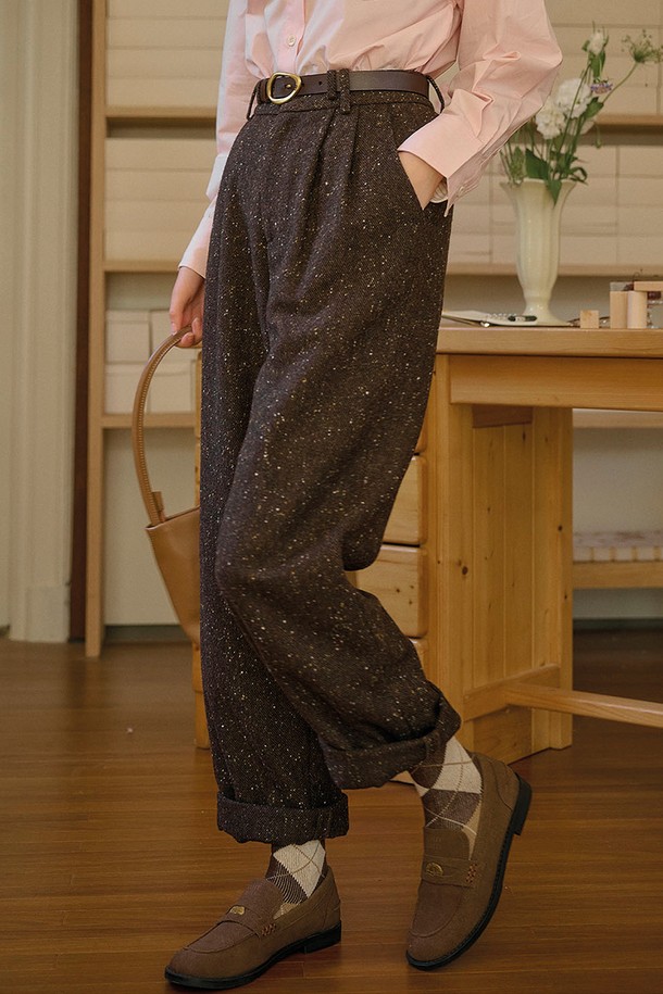 Simple Retro - 롱/미디팬츠 - SR_Vintage wool brown pants