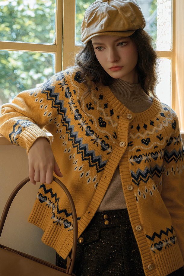 Simple Retro - 가디건 - SR_Fair isle jacquard wool cardigan