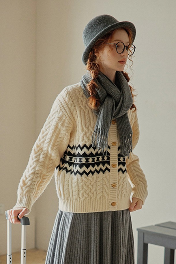 Proud Mary - 가디건 - PM_Cable pattern wool cardigan