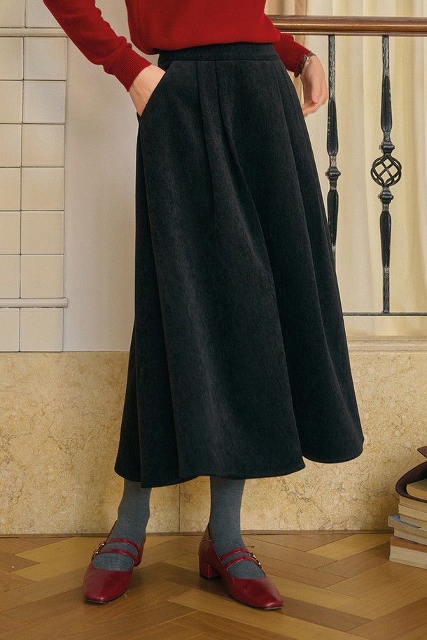 Simple Retro - 롱스커트 - SR_Gentle chenille velvet skirt