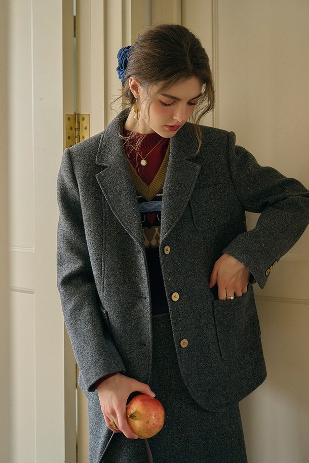 Simple Retro - 자켓 - SR_Literary wool semi loose blazer