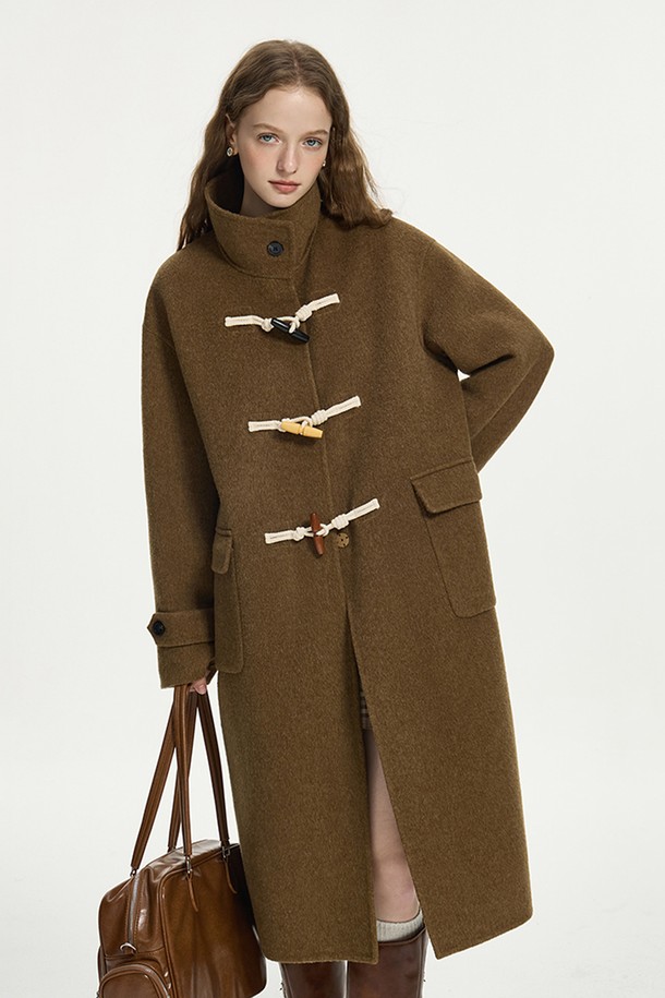 WE'DEE - 코트 - WD_Horn button stand collar coat_BROWN