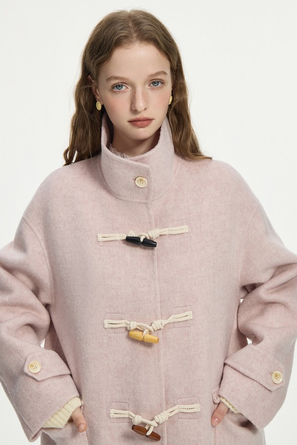 WE'DEE - 코트 - WD_Horn button stand collar coat_PINK