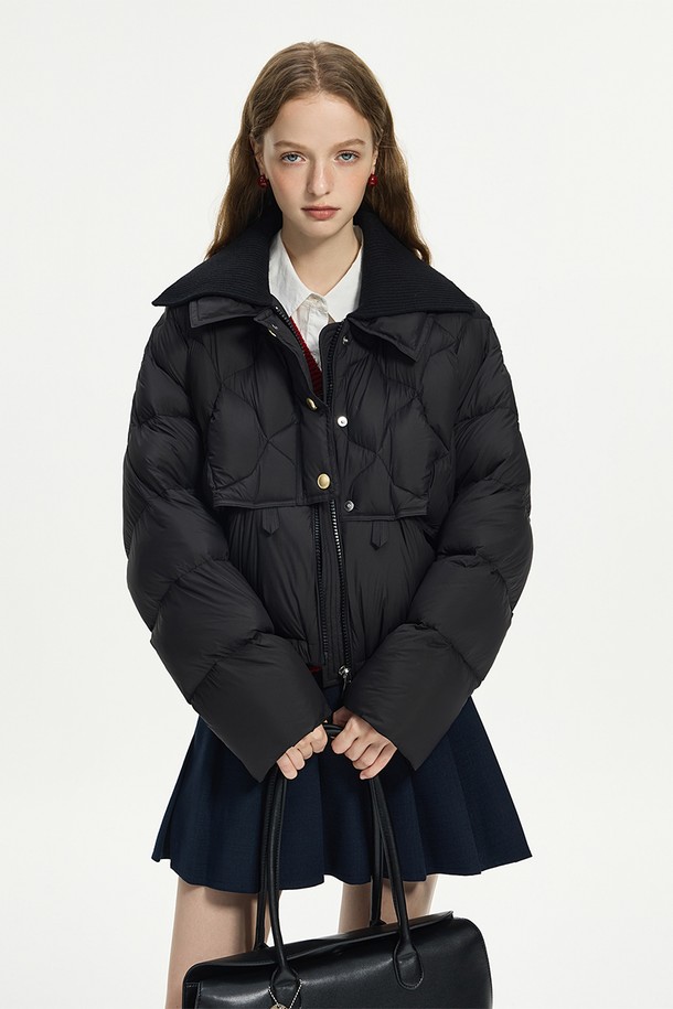 WE'DEE - 패딩 - WD_Quilted lapel down jacket_BLACK