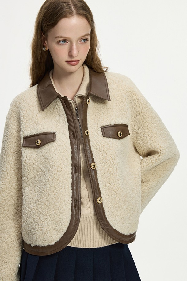 WE'DEE - 자켓 - WD_Color lapel imitation fur jacket