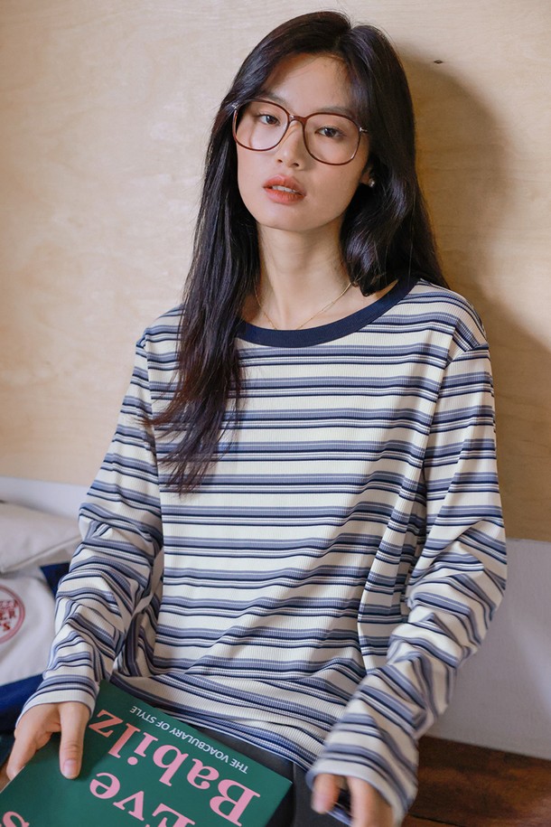 LANGSON - 긴소매 티셔츠 - LS_Striped long-sleeved top