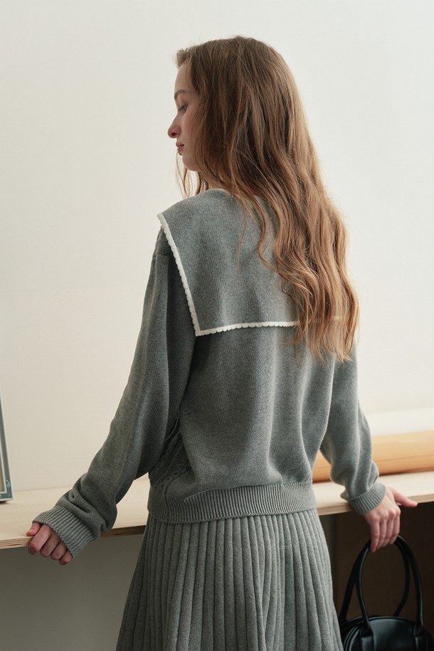 Cest Moidew - 스웨터 - Cest_Gray knit point collar top