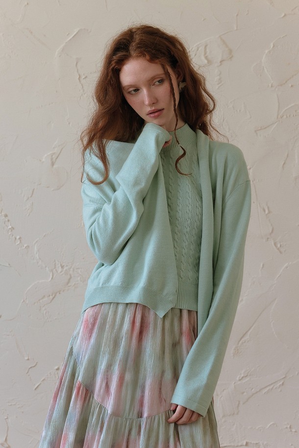 DUNDROP - 가디건 - DD_Mint side button cardigan