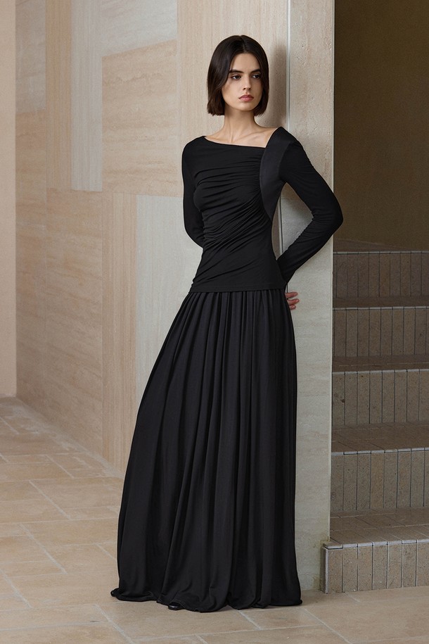 YYIAM - 롱스커트 - YY_Pleated maxi skirt_BLACK