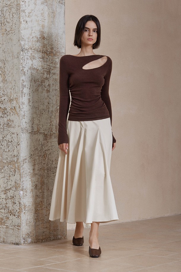 YYIAM - 롱스커트 - YY_Temperament pleated draped skirt