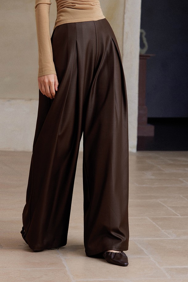 YYIAM - 롱/미디팬츠 - YY_Wide-leg drape pants