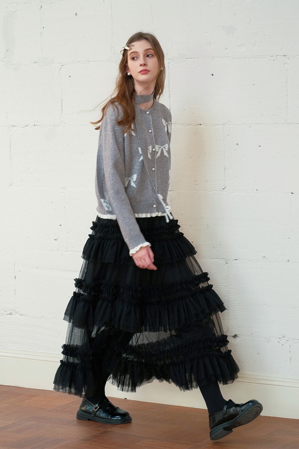 Cest Moidew - 롱스커트 - Cest_Lace layered banding cake skirt