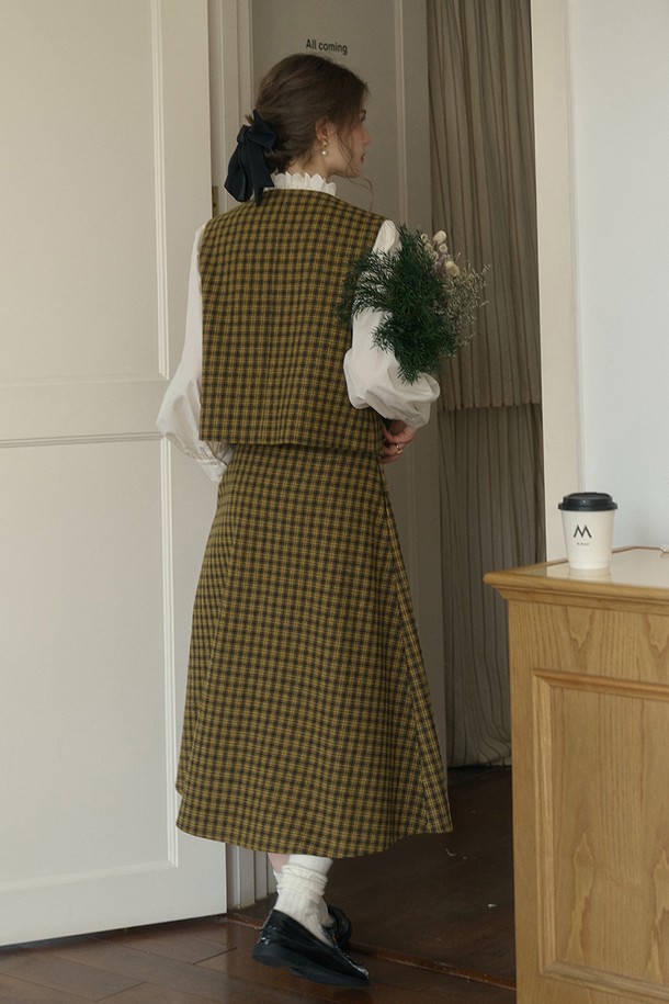 Simple Retro - 롱스커트 - SR_Vintage check wool skirt