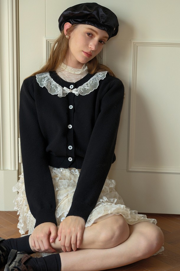 Cest Moidew - 가디건 - Cest_Black bow lace cardigan