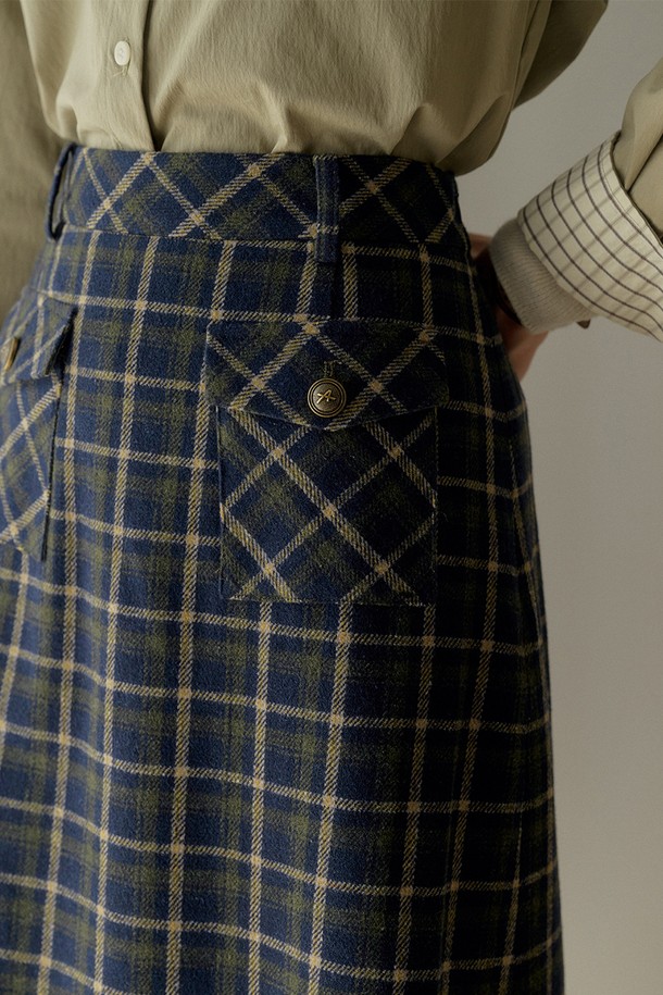 Simple Retro - 롱스커트 - SR_Vintage plaid a-line skirt