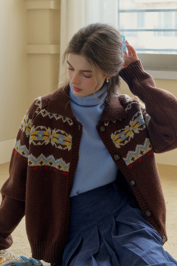 Simple Retro - 가디건 - SR_Vintage fair isle knit cardigan