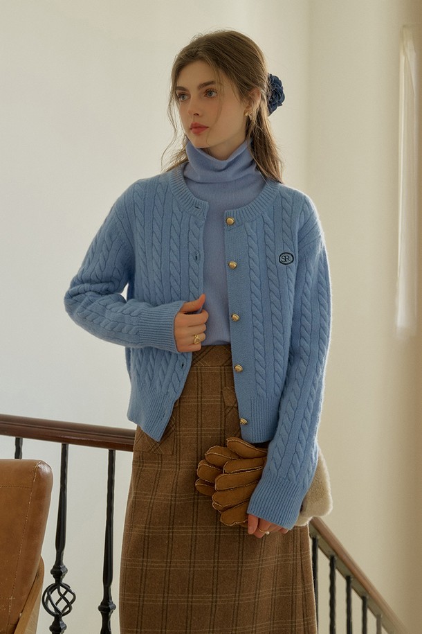 Simple Retro - 가디건 - SR_Literary wool cable knit cardigan