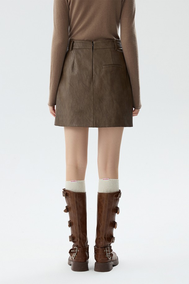 WE'DEE - 미니스커트 - WD_Leather a-line skirt