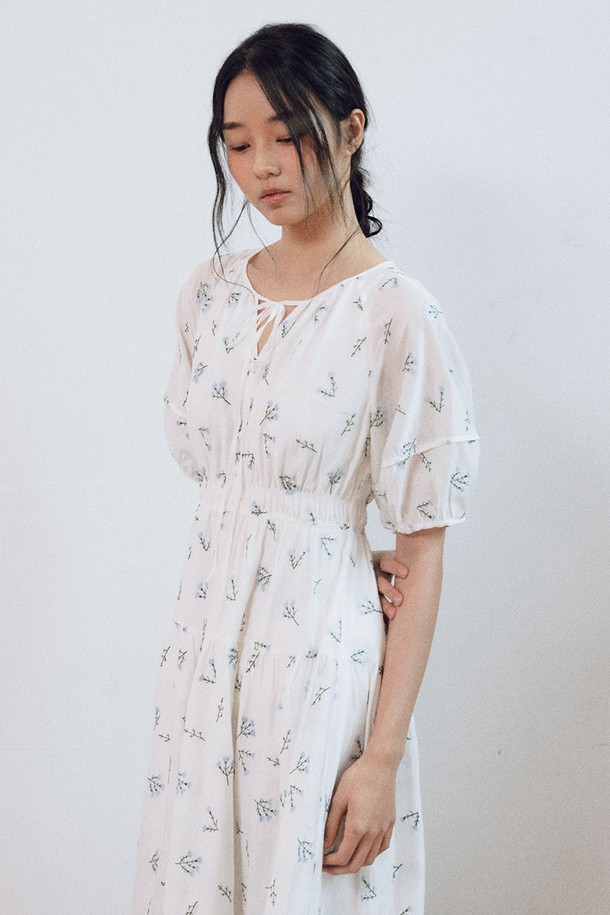 itte - 반소매 원피스 - IT_Floral balloon sleeves dress