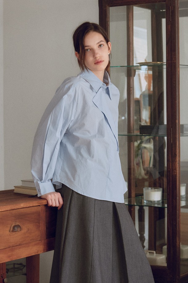 itte - 셔츠 - IT_Blue autumn loose shirt