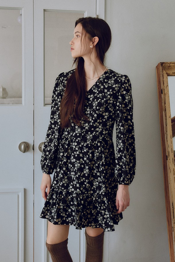 itte - 긴소매 원피스 - IT_Floral puff long sleeve dress