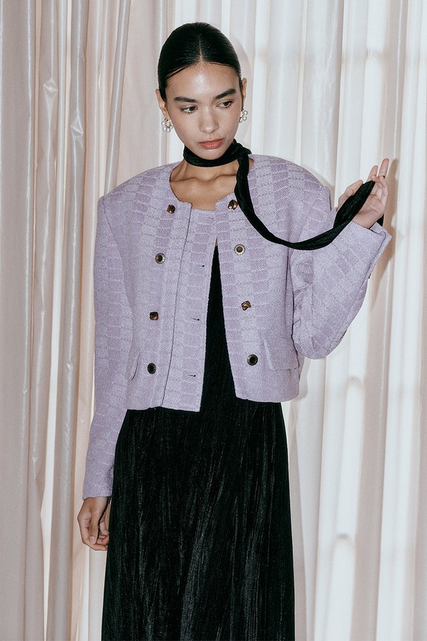 itte - 자켓 - IT_Purple classic crop jacket