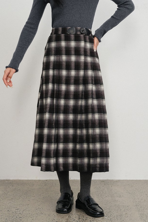 LANGSON - 롱스커트 - LS_Waist point pleated skirt