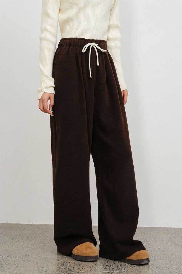 LANGSON - 롱/미디팬츠 - LS_Casual soft long banding pants