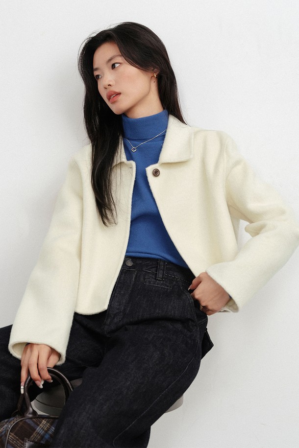 LANGSON - 자켓 - LS_Ivory cropped wool jacket