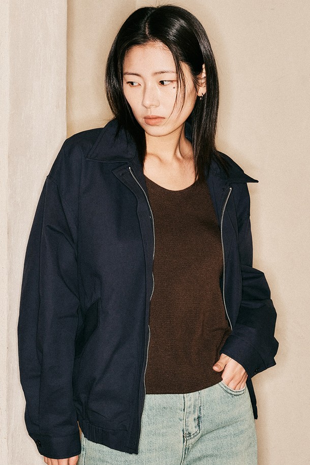 Aei&Rei - 자켓 - AR_Soft Cotton Collar Blouson jacket_NAVY