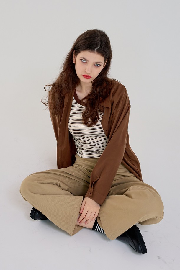 Aei&Rei - 셔츠 - AR_Casual striped inner set shirt_BROWN