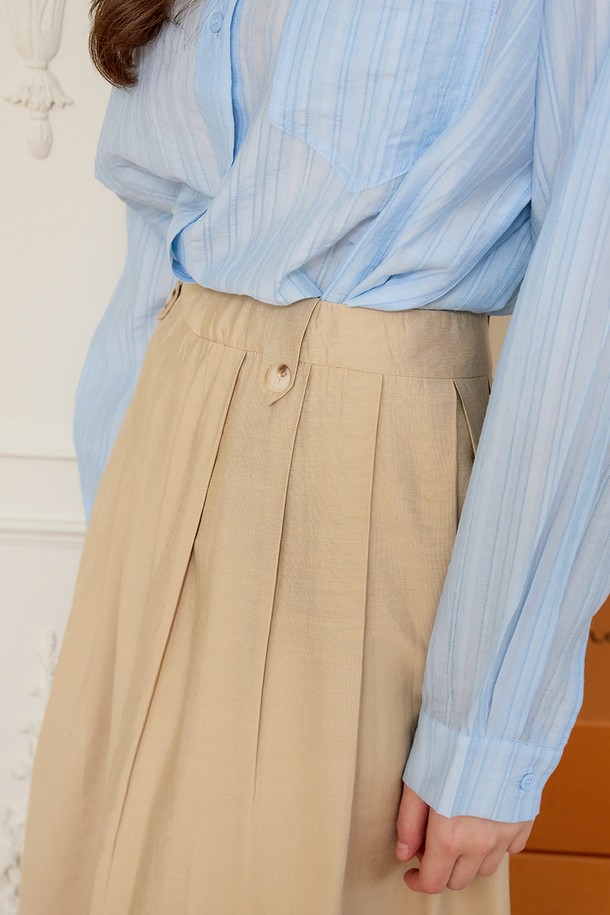 Aei&Rei - 롱스커트 - AR_Beige basic pleat skirt