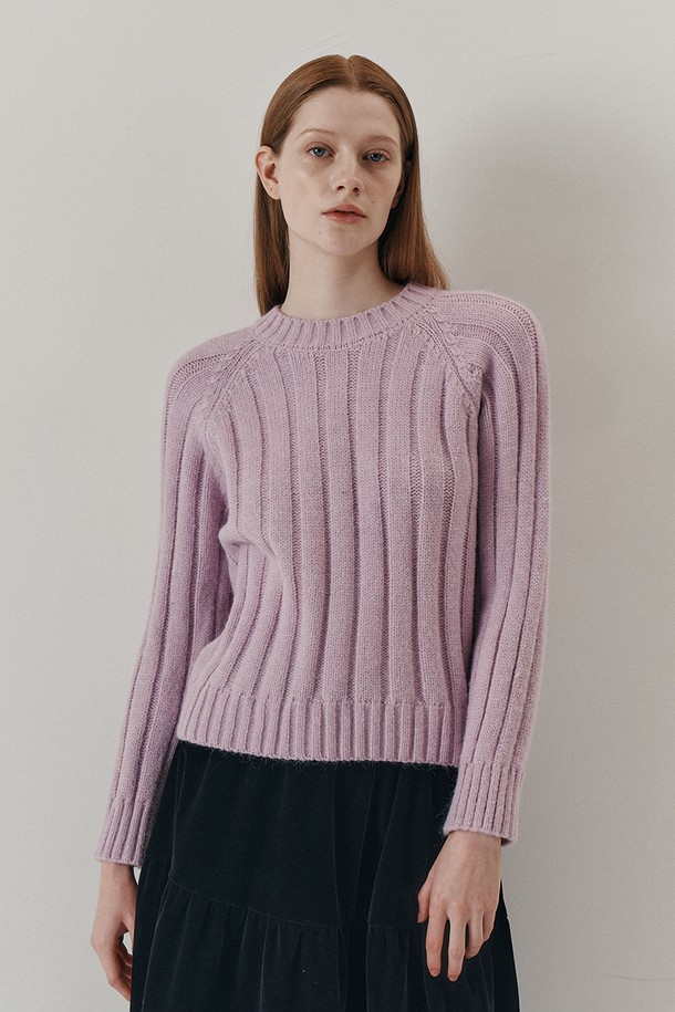 WE'DEE - 스웨터 - WD_Winter muffler and knit set_PURPLE