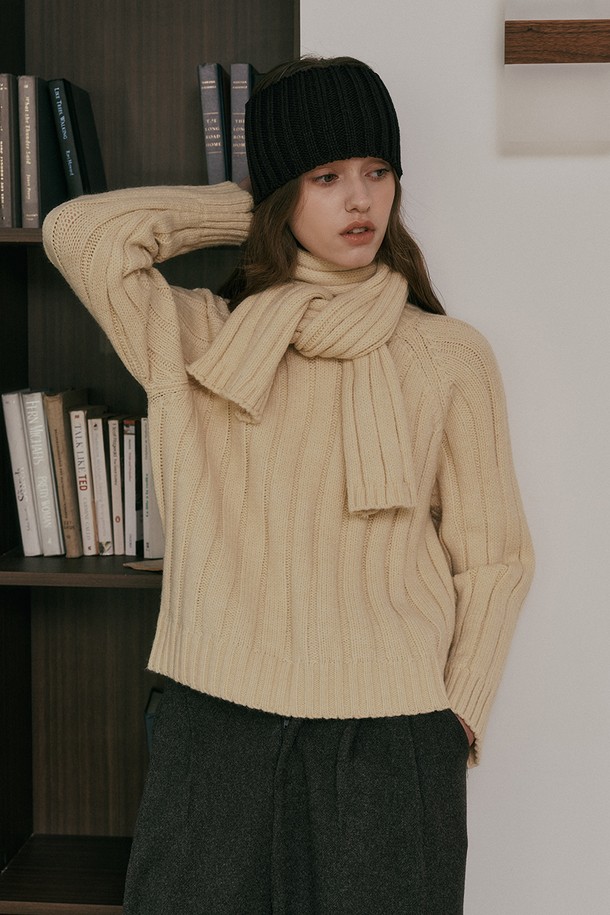 Aei&Rei - 스웨터 - AR_Vertical striped muffler knit top