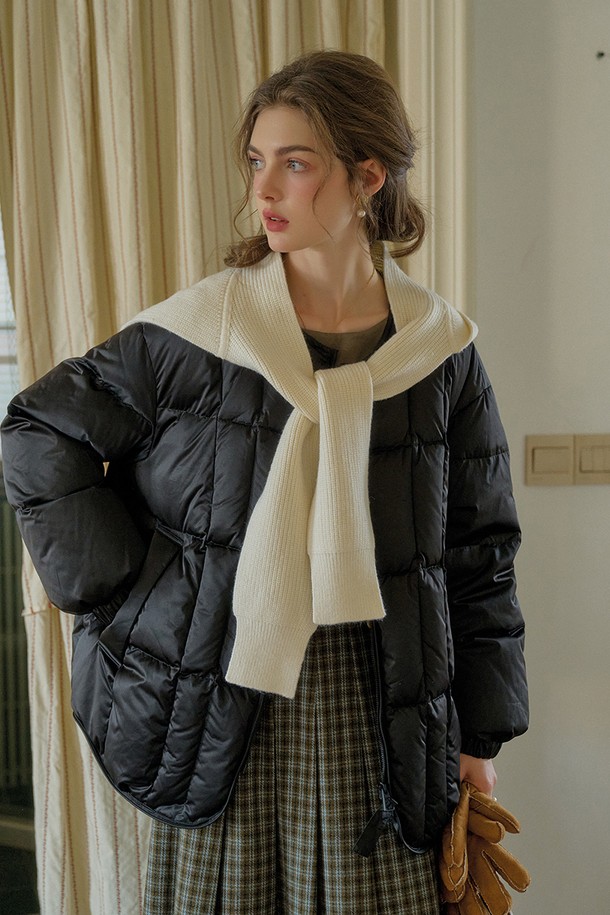 Simple Retro - 패딩 - SR_Knit shawl duck down jacket