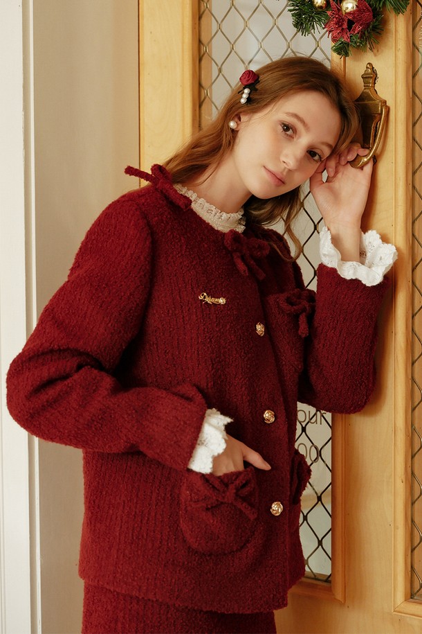 Cest Moidew - 자켓 - Cest_Holiday red ribbon wool jacket