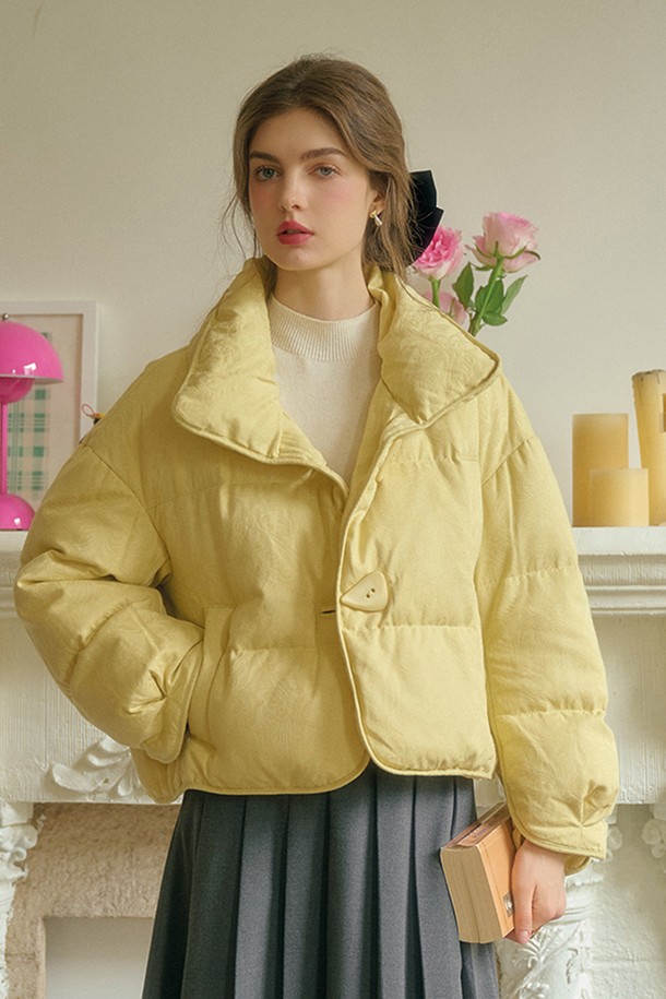 Simple Retro - 패딩 - SR_Cropped duck down jacket_YELLOW