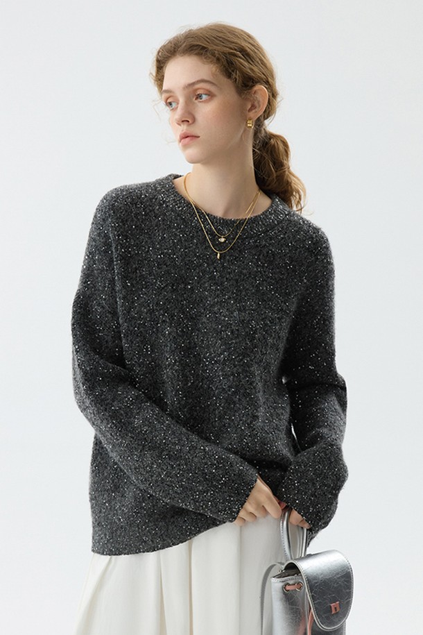 WE'DEE - 스웨터 - WD_Sequin round neck sweater