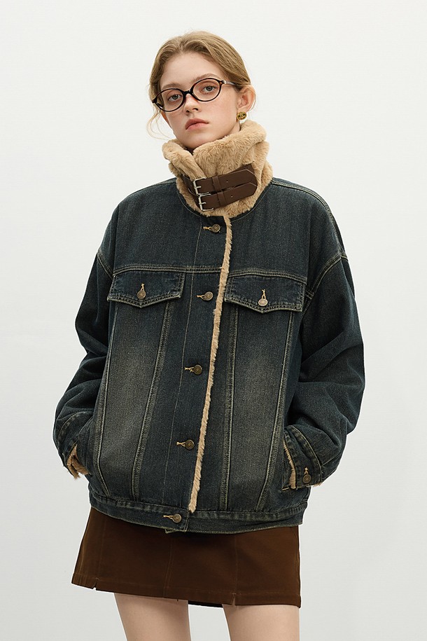 WE'DEE - 자켓 - WD_Vintage denim fur jacket