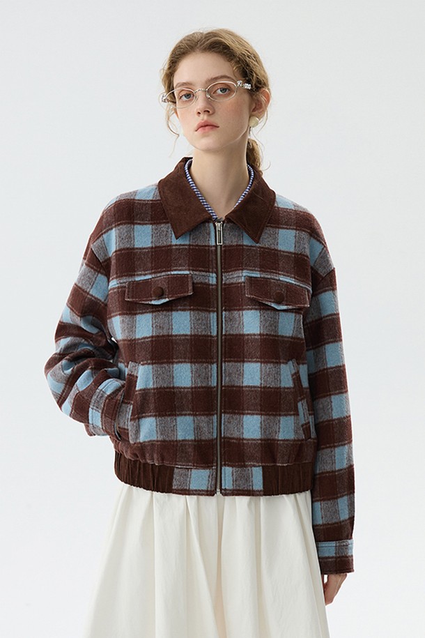 WE'DEE - 자켓 - WD_Plaid corduroy collar jacket